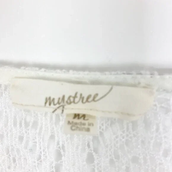 Mystree Gray Floral Top Womens Size Medium Lace Blouse Bohemian - Picture 3 of 7